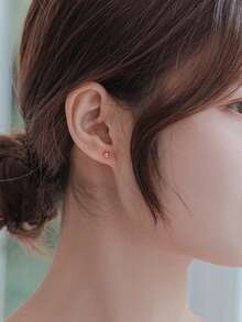 GAGAFEEL 1 par de pendientes de plata de ley 925 vintage minimalistas con cuentas pequeñas en color oro rosa, adecuados para uso diario de hombres y mujeres, un regalo de joyería de moda - Oro rosa - Ver 8