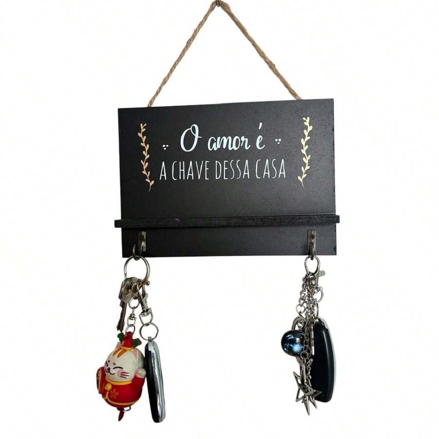 Key Holder Decorative Wall Ornament MDF - Black - View 1