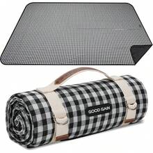 Mantas de picnic para exteriores, impermeables, grandes, tapete de playa, sin arena, plegable, con correa de transporte, manta de camping portátil, manta de parque para césped parque, senderismo, - Negro - - Ver 12