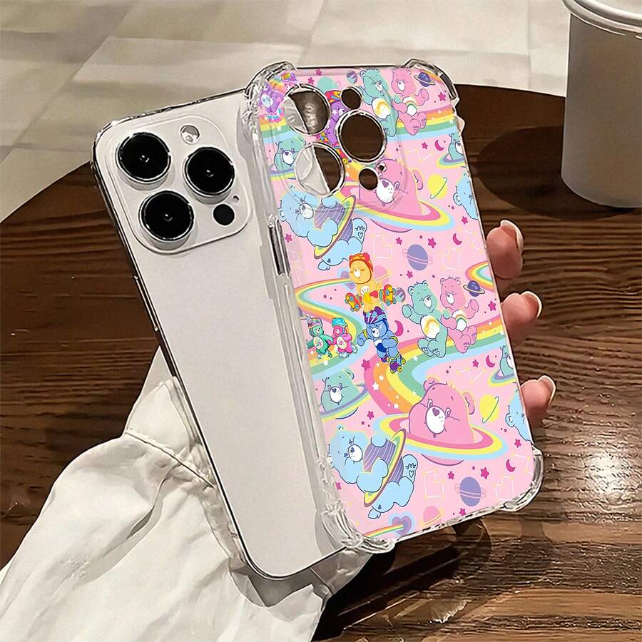 Ositos Cariñositos rosa espacio arcoíris patinando.funda de teléfono Fundas compatibles con Samsung,Apple,VIVO,OPPO,Motorola,Google,Xiaomi y Honor.Fabricadas en silicona TPU,ofrecen protección contra golpes y caídas. - transparente - Ver 1