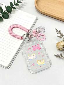 Transparent Cat Pattern Card Holder With Retractable Lanyard And Wrist Strap - Made Of Clear PVC Material, With Safety Lock Mechanism, Anti-Theft Design, Durable For Student ID, Meal Card, Access Card, Etc. - Multicolor - View 9