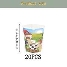 Farm Theme Disposable Tableware Set, 7/9 Inch Party Plates, Disposable Paper Plates, Cups, Napkins, Suitable For Holidays, Weddings, Engagements, Birthdays, Parties, Celebrations - Multicolor - View 10