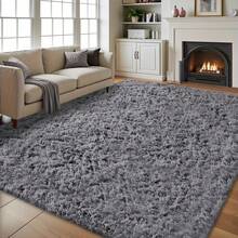 Rectangular Shaggy Rugs Living Room, Grey Large Rugs For Living Room, Soft And Fluffy Area Rugs For Bedroom, Durable And Easy To Clean Modern Home Decor, Atmosphere High End Decorative Carpet. - Dark Grey - View 11