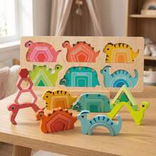 Kit de ensamblaje de dinosaurio de madera premium - Juguete educativo STEM de ingeniería adecuado para niños de 3 a 8 años - Juego de equilibrio y estrategia física - Regalo de cumpleaños y Pascua - Multicolor - Ver 2