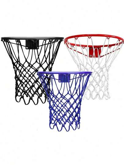 شبكة سلة البسكتبول القياسية قطعة واحدة، لاستخدام المنافسات المحترفة والتدريب الداخلي، شبكة بسكتبول من البوليستر الأسود