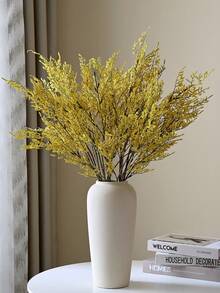 1pc/5pcs Faux Flocked Lavender Bouquet, Plastic Artificial Flowers For DIY Home, Outdoor Garden, Living Room, Bedroom Vase Decor, Wedding Bridal Bouquet Supplies - Yellow - View 4