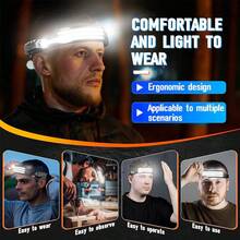 10W Motion Sensor LED+3*COB Headlamp Head Torch Light USB Rechargeable 5 Modes Lamp For Night Running Camping , Built-In 1000mAh Battery - 1 PACK - View 10