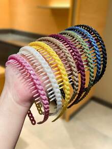8pcs Women's Multi-Color Chain Headbands, Minimalist Versatile Design, Non-Slip Teeth, Suitable For Daily Use And Makeup Travel Accessories - Multicolor - View 2