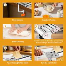 EFAN Kitchen Tool Set Manual Pasta Maker Three-In-One Multi-Functional 9-Level Adjustable Thickness Pasta Sheets/Fettuccine/Spaghetti Compact Hand-Crank Pasta Roller - Silver - View 6