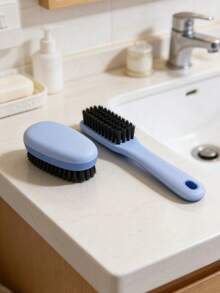 2 piezas Juego de cepillos para zapatos, cepillo de cerdas suaves para limpieza de zapatos para uso doméstico, cepillo para fregar zapatos y ropa - Cepillo azul para zapatos y cepillo para ropa - Ver 3