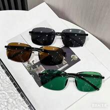 棱角分明太阳镜，超轻防眩光钓鱼太阳镜，方形镜框时尚男士太阳镜 - 綠色 - 查看 1