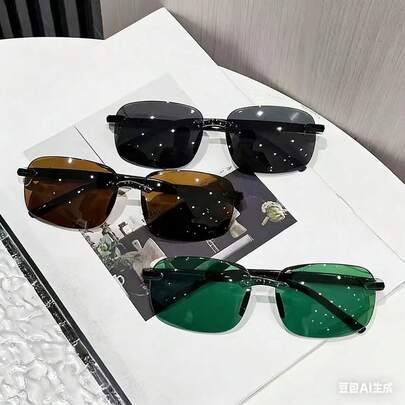 棱角分明太阳镜，超轻防眩光钓鱼太阳镜，方形镜框时尚男士太阳镜