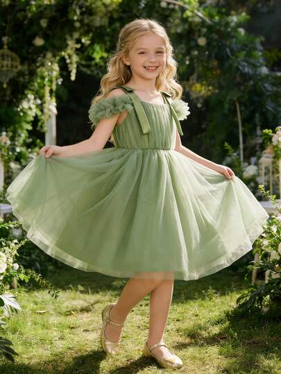 Đầm hai dây cho bé gái dự tiệc Phục Sinh, đầm công chúa voan thanh lịch, thích hợp làm quà sinh nhật, váy phù dâu, đầm cưới, đầm dạ hội trường học, đầm dự lễ hội.