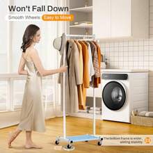 MISSLO - Percheros pequeños para colgar ropa con ruedas 60 pulgadas estante de ropa con estantes estante portátil con ruedas para espacio pequeño color blanco - Blanco - Ver 4