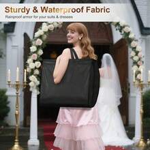 MISSLO 65 Long Garment Bags Travel Women 4 Gusseted Dress Bags Gowns Waterproof Dress Protector Bag Closet Storage Clothing Covers Hanging Clothes Wedding Dresses Storage - Lining Fabric - View 5
