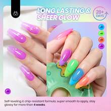 Beetles Gel Polish Whispers Of Love Jelly Gel Nail Polish Set - 6 Colors Milky White Nude Pink Neutral Sheer Translucent Soak Off UV Gel Nail Kit - 6 Colors Jelly Gels - 查看 5