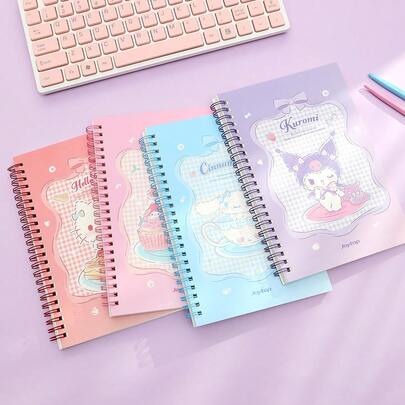 Miniso Sanrio Cinnamoroll/My Melody Fun Tea Party Spiral Notebook A5 (64 Pages),Cute Cartoon Design,Portable For Study/Note Taking,Lovely Birthday Gift,Paper Material(1 PC)