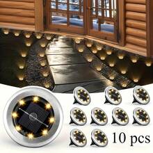 VOLACI 4/8/10/12 Pcs Mini Solar 8LED In-Ground Lights, Outdoor Stainless Steel Solar Ground Lights, Solar Pathway Lights For Yard, Garden, Walkway, Driveway, Solar Landscape Lighting, Solar Powered, No External Power Source, Suitable For Outdoor Use - Multicolor - View 13