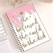 She Believes She Can, So She Created An Inspiring Spiral Notebook With Motivational Phrases, Featuring A Pink Design Suitable For Office, School, And Personal Use, An Inspirational Notebook - B (excluding Pen) - View 3