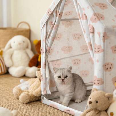 1 chiếc lều nhà cho thú cưng, di động, có thể gấp gọn, chống gió, phù hợp cho thú cưng nhỏ, chỗ ngủ và trú ẩn trong nhà.