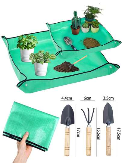 Thảm thay chậu cây chống thấm nước cỡ lớn, sáng tạo - Có thể gấp gọn, di động, dùng cho cây mọng nước trong nhà, dễ dàng thay đất và tưới nước.