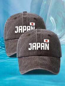1顶男女通用日本国旗字母印花遮阳帽，可调节尺寸水洗棒球帽，休闲户外时尚，适合日常佩戴、夏季、海滩、度假、节日、旅行 - A - 查看 28