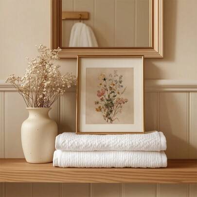 1幅复古植物印花，柔和的野花花束海报，田园风中性装饰，质朴精致的花卉墙饰家居装饰，无框