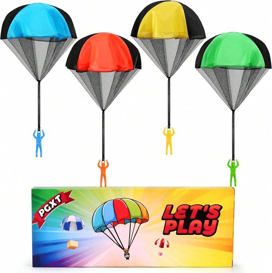 Parachute Toy Kids, Outdoor Toys Flying Parachute Men, Inside & Outside Toys Or 3 4 5 6 8 9 10 11 12 Year Old, Easter Basket Stuffers Kids Grandkids 2026 Unique Party Favors - 4 Color - View 1