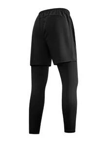 Bộ 3 quần thể thao nam 2 trong 1 nhanh khô có túi khóa kéo, quần chạy bộ. - màu đen - Xem 2