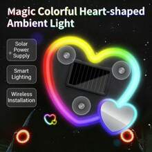 2026 New Solar Powered LED Double Heart Neon Light, Car Atmosphere Lamp, Wireless, Design, 7 Romantic Lighting Modes, Automatic Sensor Rear Window Decor, Essential For Couples & Female Drivers, Creative Personalized Interior Decor, Soft Halo Creates Romantic Ambiance, Perfect Mother's Day & Wedding Gift, LED Heart Lamp - Multicolor - View 4