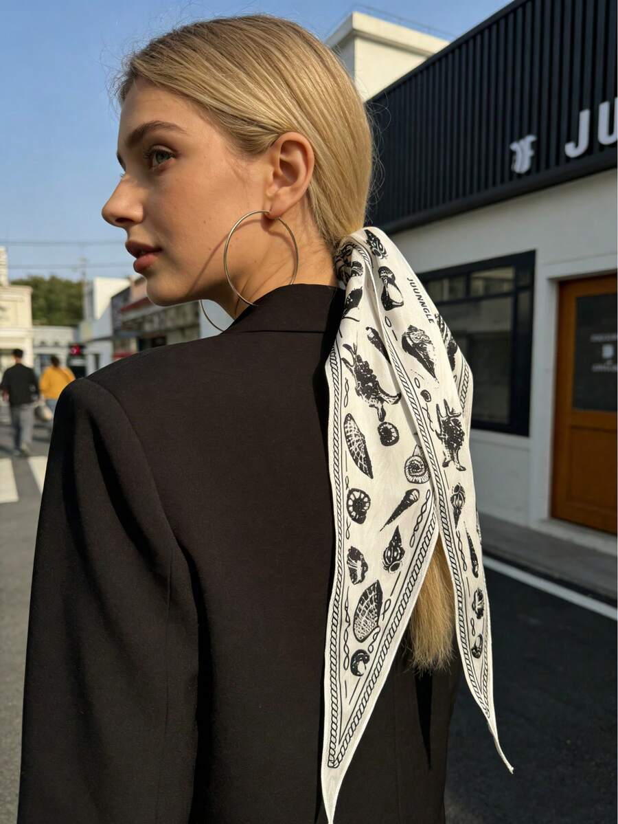 1 chiếc dây buộc tóc kiểu dáng thời trang lấy cảm hứng từ kỳ nghỉ biển Pháp, họa tiết vỏ sò và ốc xà cừ, chất liệu ruy băng sần, thanh lịch dành cho nữ, dùng để buộc tóc đuôi ngựa, chun buộc tóc, dây chun giữ tóc, dây buộc tóc co giãn. - Nhiều màu - Xem 1