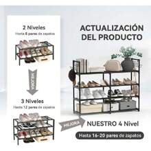 Shoe Organizer, 4-Tier Shoe Rack With Multifunctional Hooks For Stackable Shoe Storage For Up To 20 Pairs, Space-Saving Shoe Rack For Storing And Organizing Shoes, 44474311 - Lime Green - View 5