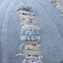 Fashionable Water-Washed Denim Frayed Brimless Hat, A Comfortable And Versatile Everyday Cap, A Cool Hip-Hop Hat - Black - View 2