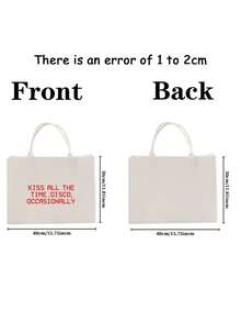 1 pezzo Borsetta in feltro con stampa "Bacia sempre. Disco occasionalmente" come regalo monogramma, borsa shopping invernale, borsa tote come regalo di viaggio per uomo o donna, merchandising album o tour - Bianco - Visualizzare 3