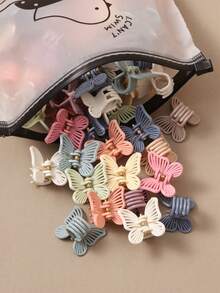 10/20/30pcs Muted Color Butterfly Hair Clips, Women Bangs/Braid Clips, Mini Elegant Princess Hair Accessories Summer Outfits Claw Clips,Travel,Birthday - Multicolor - View 2