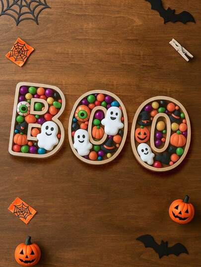 Bộ 3 khay Halloween BOO, Khay đựng thức ăn trang trí Halloween, Khay gỗ hình ma Halloween, Khay đựng đồ ăn nhẹ và tráng miệng cho tiệc Halloween, Khay trang trí tô màu DIY sáng tạo cho Halloween, Trang trí Halloween "Trick or Treat", Khay đựng đồ ăn cho buổi họp mặt gia đình Halloween, Khay đựng rau củ quả cho nhà bếp Halloween, Khay đựng bánh ngọt và bánh quy cho tiệc ngoài trời Halloween, Khay phục vụ Halloween, Trang trí phòng, Trang trí nhà cửa, Quà tặng Halloween, Quà lưu niệm tiệc tùng
