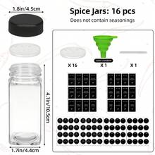 Tomnk 16pcs Square Glass Spice Jars With Black Metal Lids & Shaker Tops, Clear Seasoning Containers Set With Labels, Funnel & Pen, Airtight Herb Storage For Kitchen Pantry Cabinet, Ideal Mother's Day Gift - 16 chiếc - Trong suốt - Xem 2