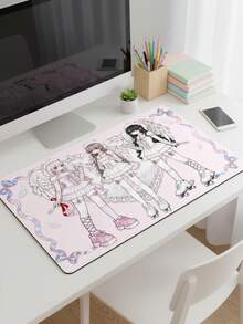 XXXL Extra Large Smooth Full-Coverage Gaming Mouse Pad, Washable Waterproof Non-Slip, 39.37"X19.69", Rubber Base With Fabric Surface, Pink Angel Roller Skating Pattern, Large Desk Mat For Keyboard & Computer, Compatible With Wired & Wireless Mouse, Office & Home Use, Cute Gift Idea, Mother's Day Holiday Present - View 3