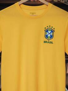 Unisex T-Shirt Supporting The Brazilian National Football Team (CBF) Short Sleeve Men's And Women's 100% Cotton, Casual, Crew Neck - 黃色 - 查看 2