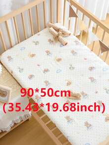 1pc Baby Crib Fitted Sheet, Soft Breathable Cartoon Design, Children's Bed Sheet, Washable Non-Fading, Suitable For Oval/Rectangular Mattress - Multicolor - View 20