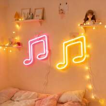 1pc LED Music Note Neon Light Wall Decor, Small Night Light For Girl's Bedroom, Gaming Room, Atmosphere Lamp, Battery Or USB Powered, Romantic Fairy Light, Home Decor, Holiday, Birthday Theme Indoor Colorful Lamp - Musical Note Neon Sign - View 5