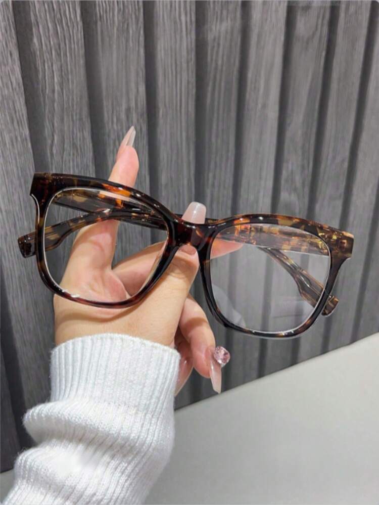1 paire de lunettes de mode femme à grand cadre carré, style minimaliste décontracté transparent. Lunettes sans correction, convient pour les vacances, les courses et la vie quotidienne - Multicolore - Voir 1