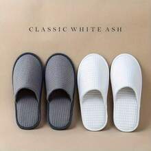 1 Pair Disposable Slippers, Lightweight & Breathable, Convenient To Carry, Gray Color Dirt-Resistant, White Color Stylish, Reusable, Machine Washable, Suitable For Indoor, Bedroom, Hotel - Multicolor - View 1