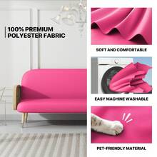 Queen Size Futon Cover, Armless Stretch Futon Slipcover Armless Sofa Cover Furniture Protector, Durable & Washable Zippered Futon Couch Cover For Adults  And Pets - Hot Pink - View 6