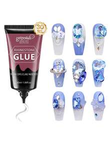 GELPOLISH 30ml 鑽石美甲膠與擦拭液，超強凝膠美甲膠，適用於3D美甲裝飾寶石與鑽石，需UV/LED固化，美容禮物 - 無色 - 查看 7