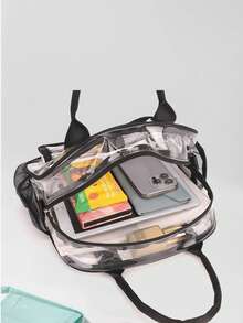 Unisex Fashion Transparent Shoulder Handbag, Outdoor Toiletry Bag, Crossbody Commuter Bag - Signature - View 8