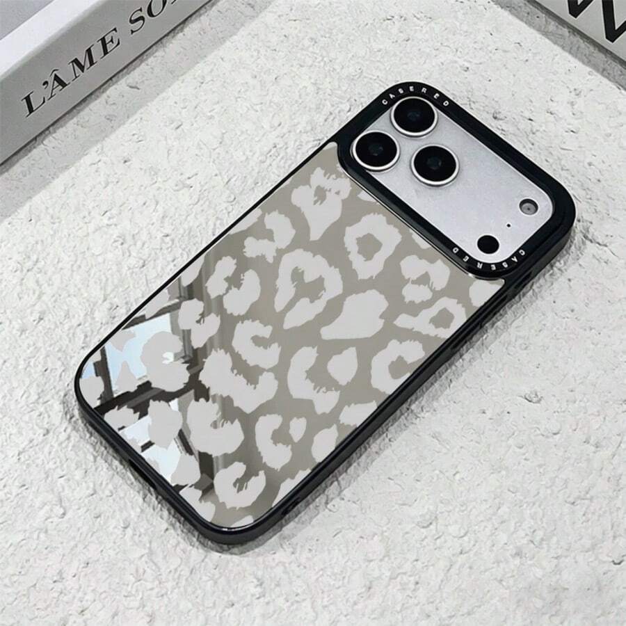 1 ốp lưng điện thoại mới màu bạc ánh gương, họa tiết da báo mờ, thiết kế tối giản sáng tạo, vỏ bảo vệ chống trầy xước thanh lịch với lỗ camera lớn, viền mềm, tương thích với iPhone 17/Air/17Pro/17ProMax/16/15/14/13/12/11/XSM/XR - Nhiều màu - Xem 1