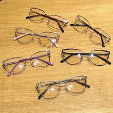 1pc Women's Fashion Plain Glasses 2024 New Vintage   Simple Exquisite Light Luxury Style High-End Cat-Eye Rhinestone Plain Glasses With Decorative Metal Hinges, Suitable For Daily Decoration And Versatile Use - Khung C2 màu đen xanh - Xem 4
