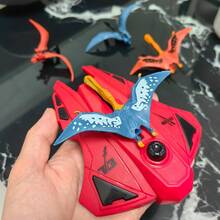 Kids' Shooting Toy, Red Launcher + 4pcs Dinosaur Shaped Projectiles, Manual Shooting Toy For Outdoor Play That Kids Love - Red - View 3