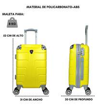 2-Piece Hard-Shell Suitcase Set, 20 And 18 Inches, Hand Luggage, 10KG And 8KG, Lightweight PC+ABS Material, 360° Detachable Wheels With Integrated Lock - Yellow - View 8